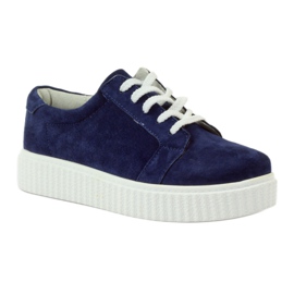 Scarpe Creepers in pelle Filippo 036 blu navy 1