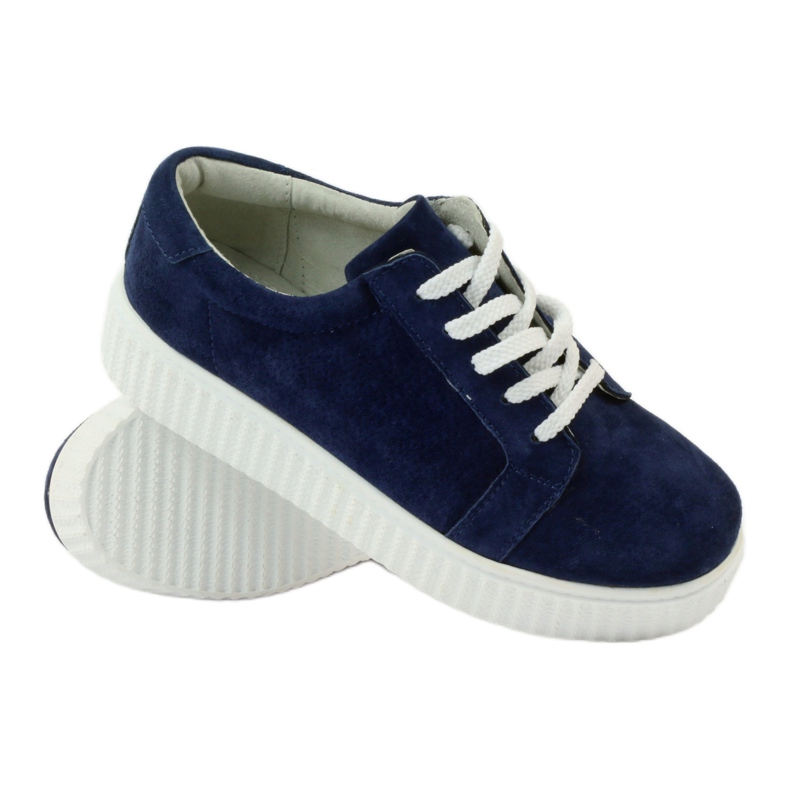 Scarpe Creepers in pelle Filippo 036 blu navy 3