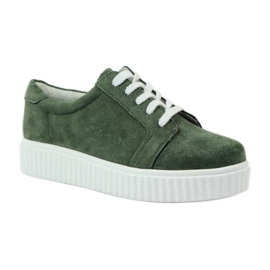 Scarpe Creepers in pelle Filippo 036 verde 1