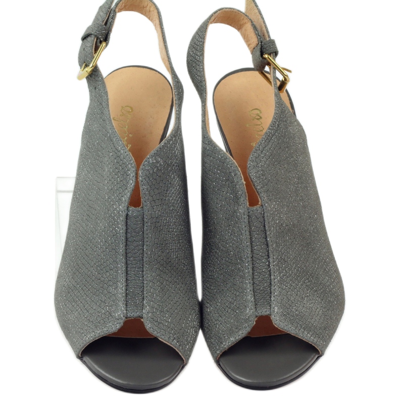 Espinto Sandali in pelle femminile 248 grigio cobra 4