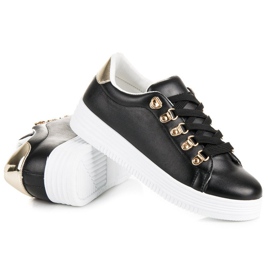 Lovery Sneaker nere sportive alla moda nero giallo 1