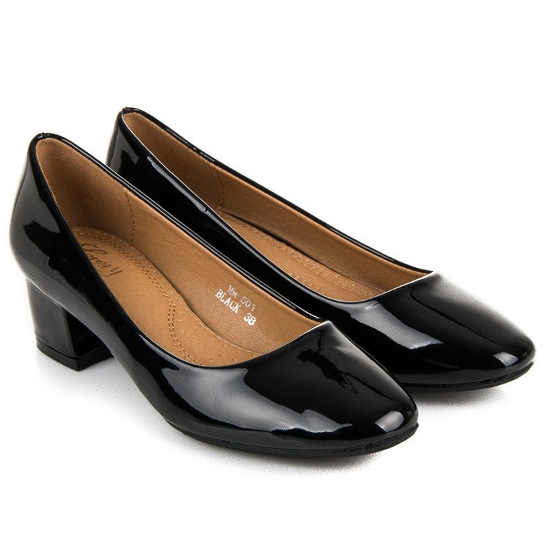 Lovery Décolleté in vernice con tacco basso nero 1