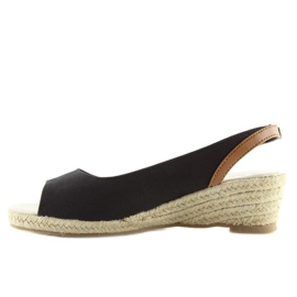 Espadrillas nere su una zeppa bassa nero 1