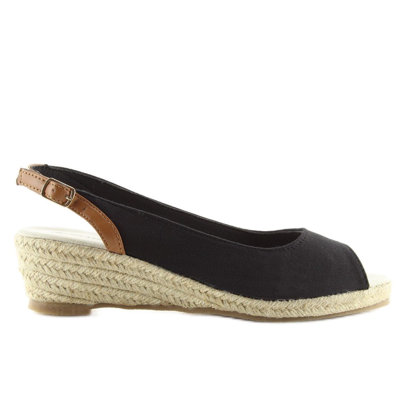 Espadrillas nere su una zeppa bassa nero 2