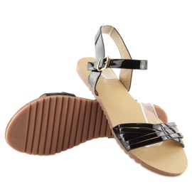 Sandali con strisce nere lucide nero 2