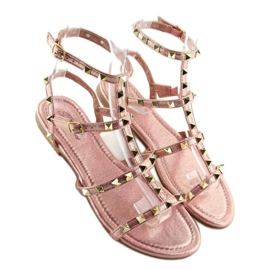 Sandali da donna con borchie rosa H56 Champagne 2