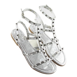 Sandali da donna con borchie argento H56 Silver grigio 2