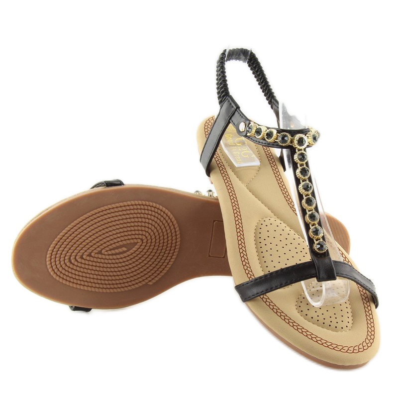 Sandali neri con zirconi AS10875 Nero 1