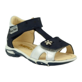 Sandali in pelle per velcro 138 blu navy/argento bartuś 1