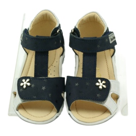 Sandali in pelle per velcro 138 blu navy/argento bartuś 4