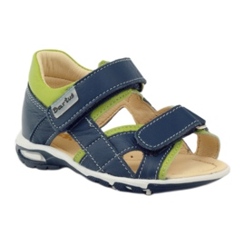 Sandali per ragazzi in pelle per velcro 137 blu scuro/verde bartuś 1