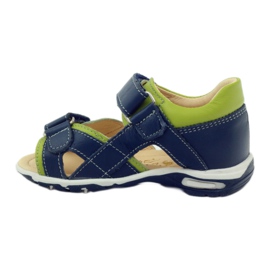 Sandali per ragazzi in pelle per velcro 137 blu scuro/verde bartuś 2