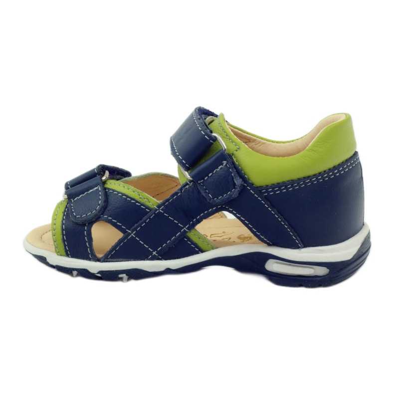 Sandali per ragazzi in pelle per velcro 137 blu scuro/verde bartuś 2