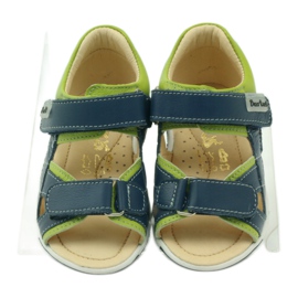 Sandali per ragazzi in pelle per velcro 137 blu scuro/verde bartuś 4