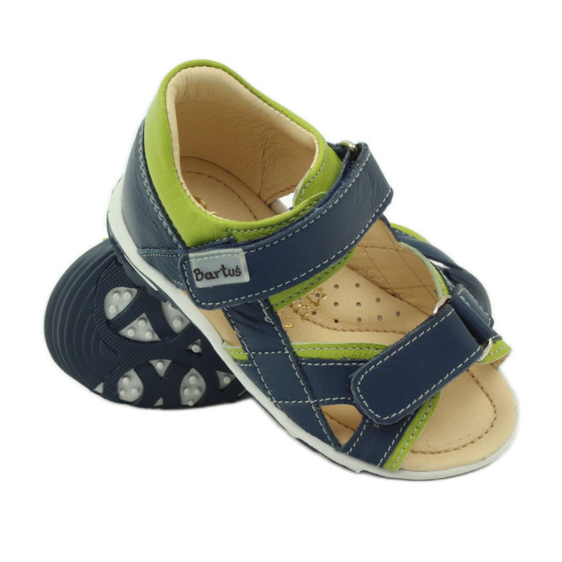 Sandali con velcro Bartuś 137 blu navy verde 3