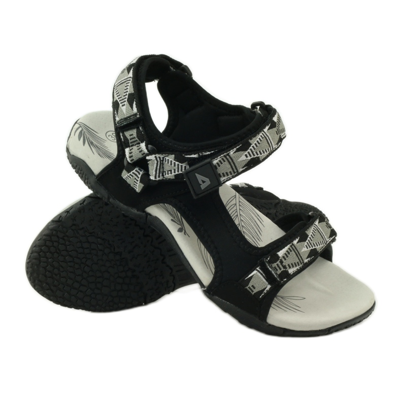 American Club Sandali con inserto in pelle americana 6102 nero grigio 3