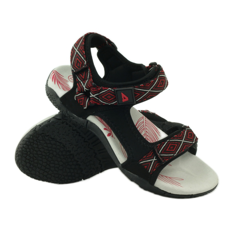 American Club Sandali con inserto in pelle americana 6102 nero rosso 3