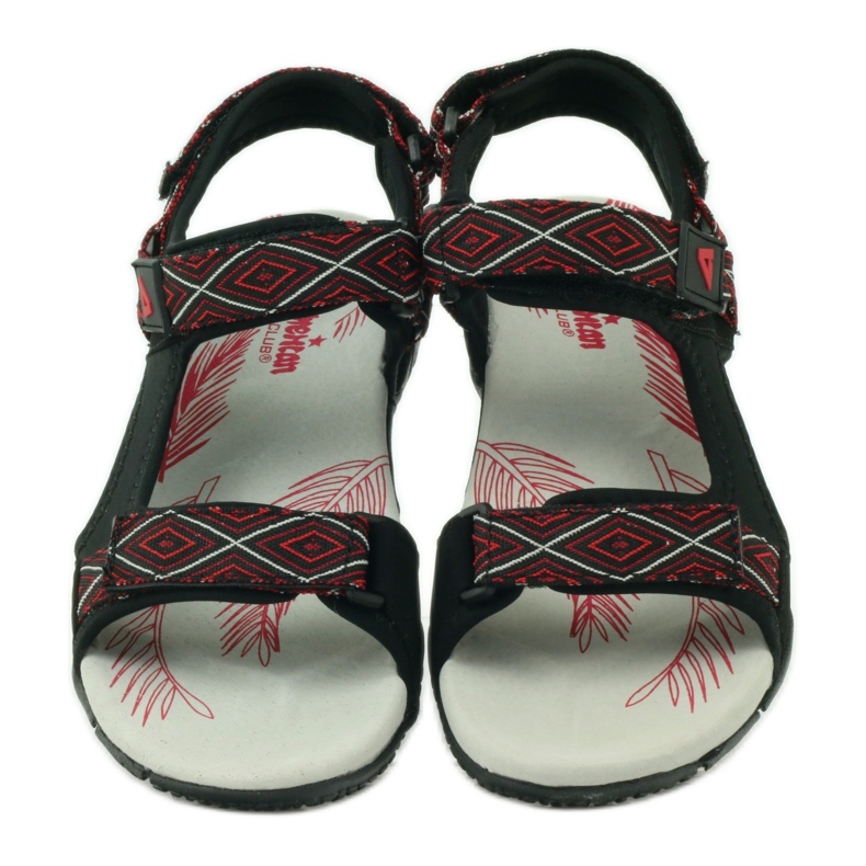 American Club Sandali con inserto in pelle americana 6102 nero rosso 4