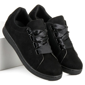 Sneakers in camoscio con nastro nero 1