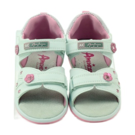 American Club Sandali da bambino con inserto in pelle americana 87285 rosa bianco 4