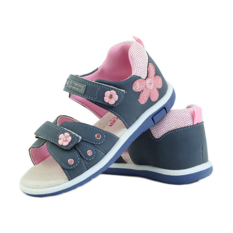 American Club Sandali da bambino con inserto in pelle americana 87285 rosa blu navy 3