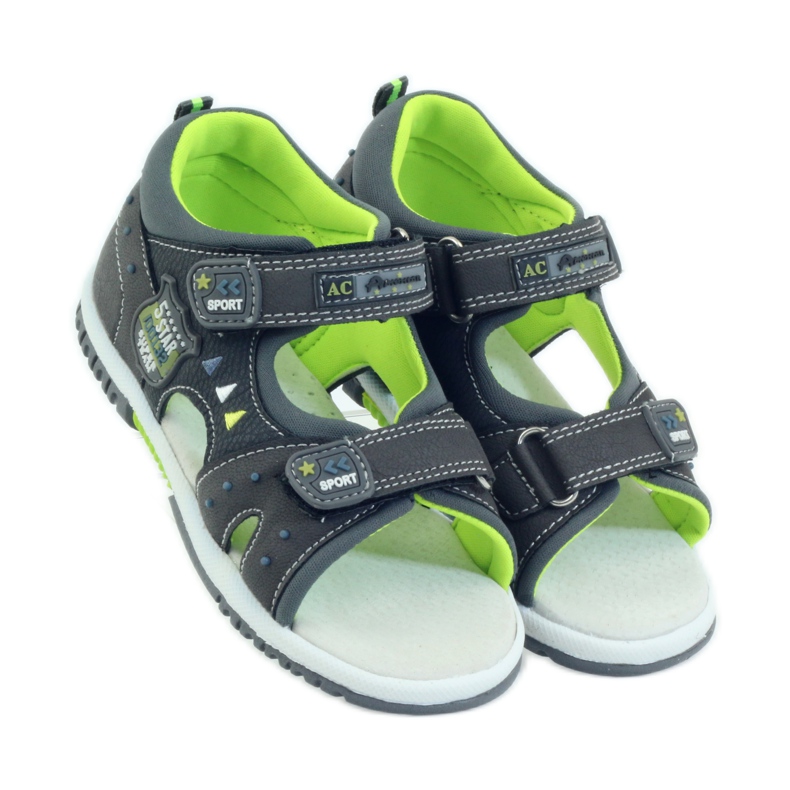 American Club Sandali da bambino con inserto in pelle americana 87289 grigio 4
