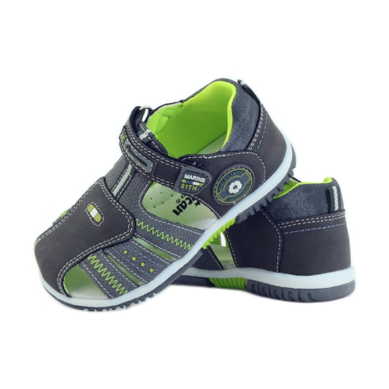 American Club Sandali da bambino con inserto in pelle americana 87290 verde grigio 3