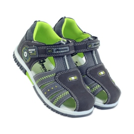 American Club Sandali da bambino con inserto in pelle americana 87290 verde grigio 4