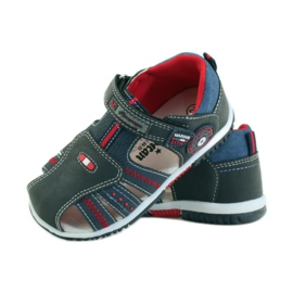 American Club Sandali da bambino con inserto in pelle americana 87290 blu navy rosso 3
