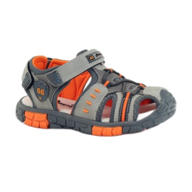 American Club Sandali da bambino con inserto in pelle americana 93607 grigio arancia 1