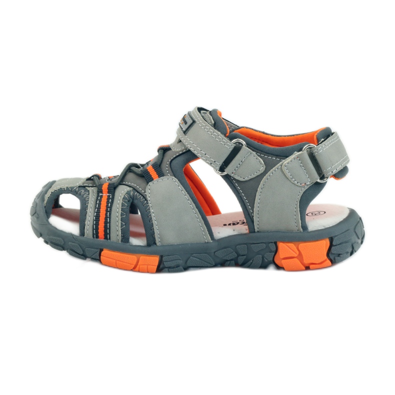 American Club Sandali da bambino con inserto in pelle americana 93607 grigio arancia 2