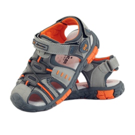 American Club Sandali da bambino con inserto in pelle americana 93607 grigio arancia 3