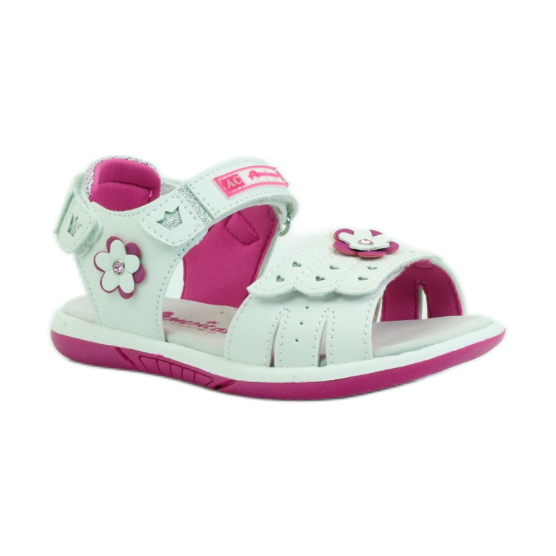 American Club Sandali da bambino con inserto in pelle americana 93606 rosa bianco 1