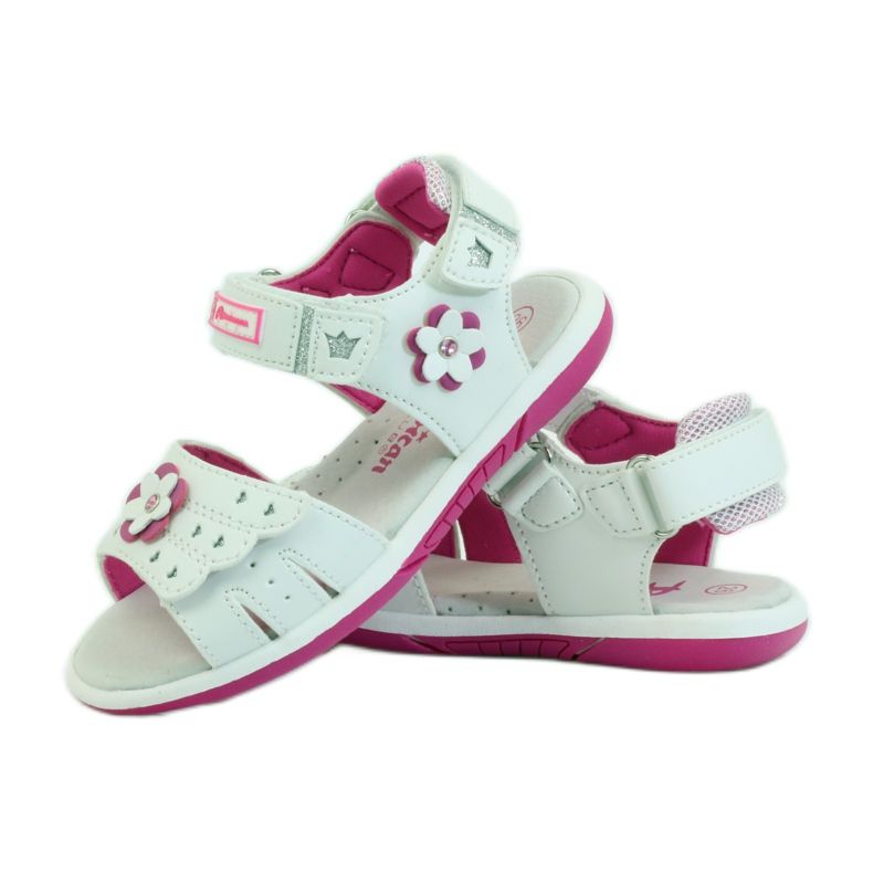 American Club Sandali da bambino con inserto in pelle americana 93606 rosa bianco 3