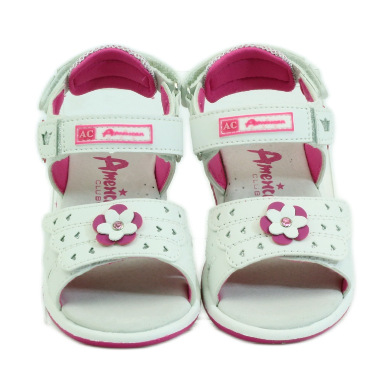 American Club Sandali da bambino con inserto in pelle americana 93606 rosa bianco 4
