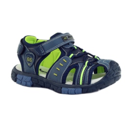 American Club Sandali da bambino con inserto in pelle americana 93607 blu navy verde arancia 1