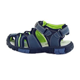 American Club Sandali da bambino con inserto in pelle americana 93607 blu navy verde arancia 2