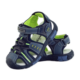 American Club Sandali da bambino con inserto in pelle americana 93607 blu navy verde arancia 3