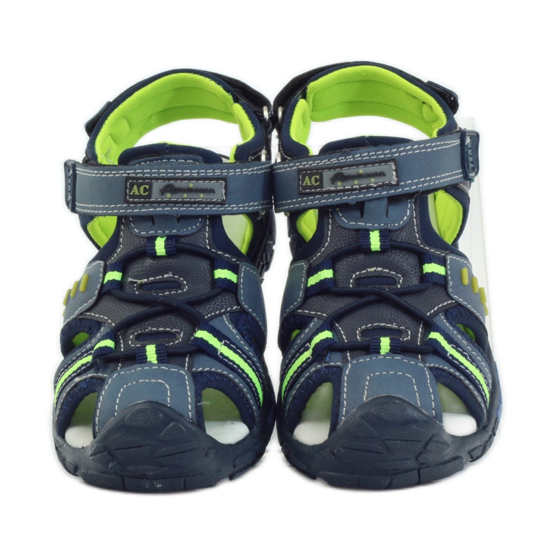 American Club Sandali da bambino con inserto in pelle americana 93607 blu navy verde arancia 4