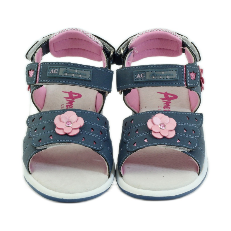 American Club Sandali con inserto in pelle americana 93606 blu navy rosa 4