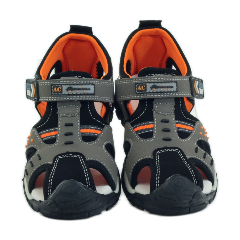 American Club Sandali con inserto in pelle americana 93594 grigio arancia 4