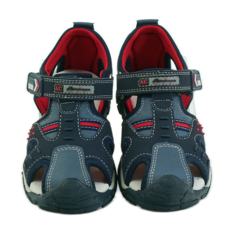 American Club Sandali con inserto in pelle americana 93594 blu navy rosso 4