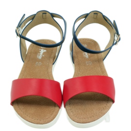 American Club Sandali con sottopiede in pelle American 170621 rosso blu navy 3