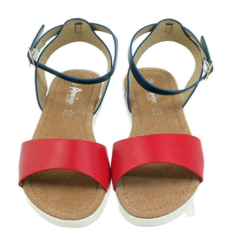 American Club Sandali con sottopiede in pelle American 170621 rosso blu navy 3