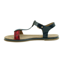 American Club Sandali da donna americani con sottopiede in pelle rosso blu navy 2