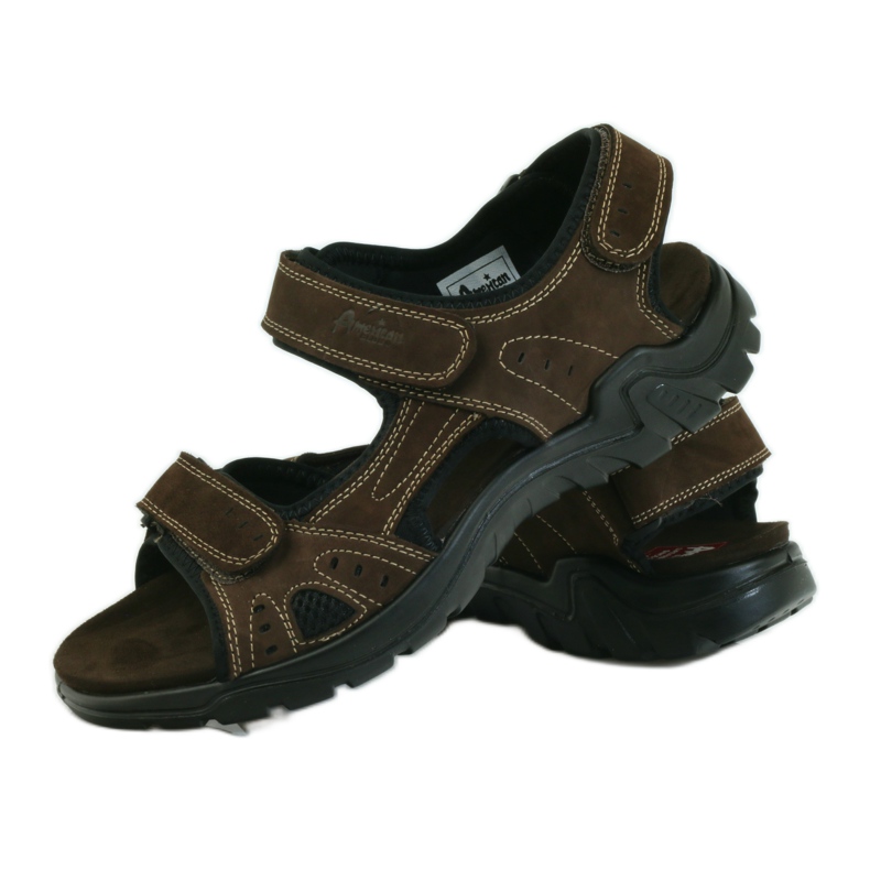 American Club Sandali sportivi da uomo in pelle americana marrone 3