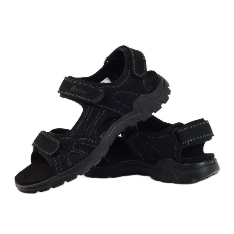American Club Sandali sportivi da uomo in pelle americana nero 3