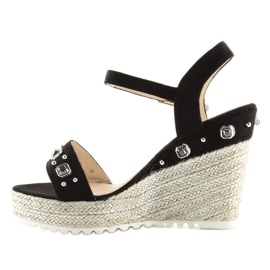 Espadrillas nere su zeppe, nere TS-2730 Black nero 1
