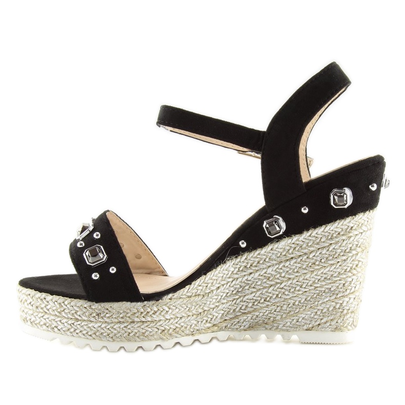 Espadrillas nere su zeppe, nere TS-2730 Black nero 1