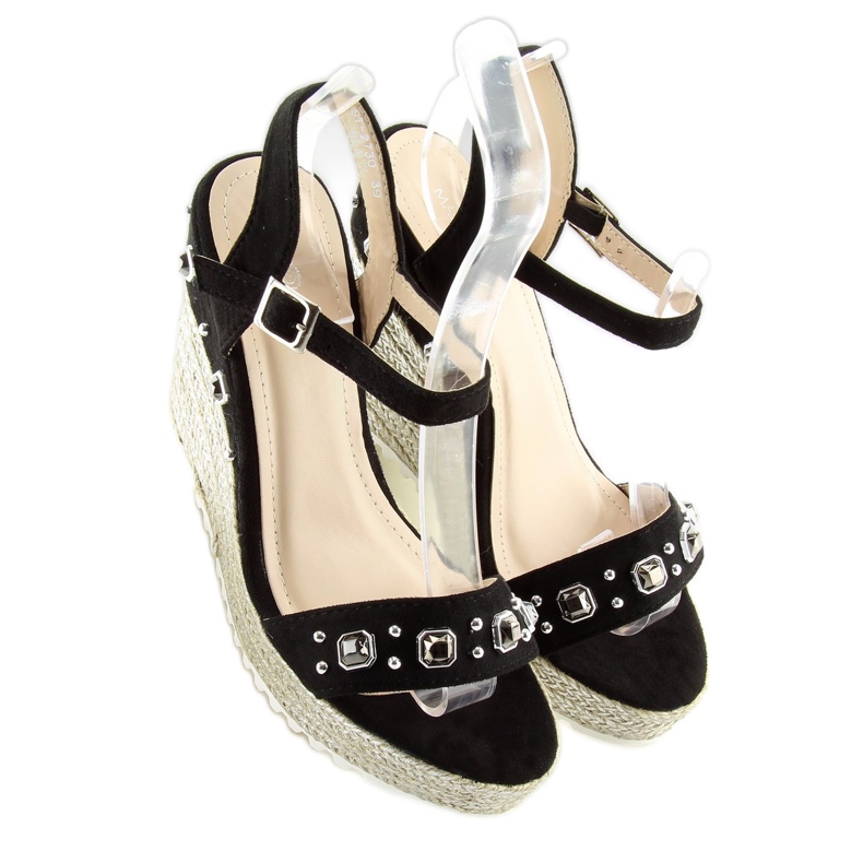 Espadrillas nere su zeppe, nere TS-2730 Black nero 2